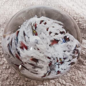 Art Glass Paperweight Swirl Multicolor Unsigned 2.25"